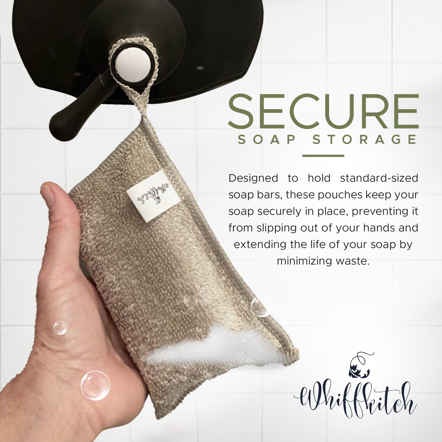Whiffkitch Soap Pouch 5-Pack – Versatile Mesh Scrubber Wash Bag for Shower & Bath, Bamboo Fiber Bar Soap Holder & Travel Bag, Durable Scrubber Pouch for Rich Lather, 4x5 inches