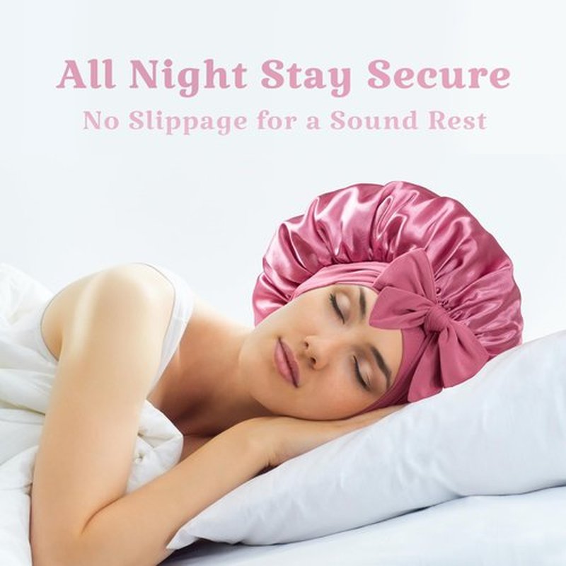 vidsel Bonnet with Tie Band Satin Bonnet Silk Bonnet for Sleeping Women, Silk Hair Bonnet Reversible Double Layer Sleep Cap Bonnet for Curly Hair Braids