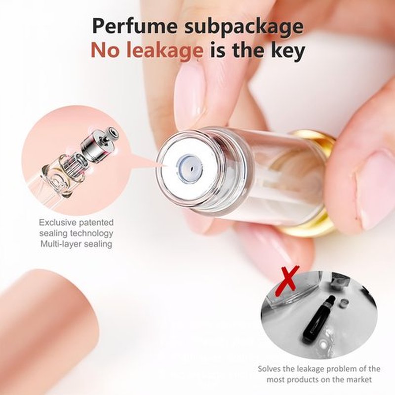 Fiwecos Perfume Travel Refillable Bottle Cologne Portable Atomizer Genuine Leather Fragrance Scent Sprayer Pump Fill from Bottom Mini Pocket Size 5ml for Travel Essentials & Best Gift (Orange)