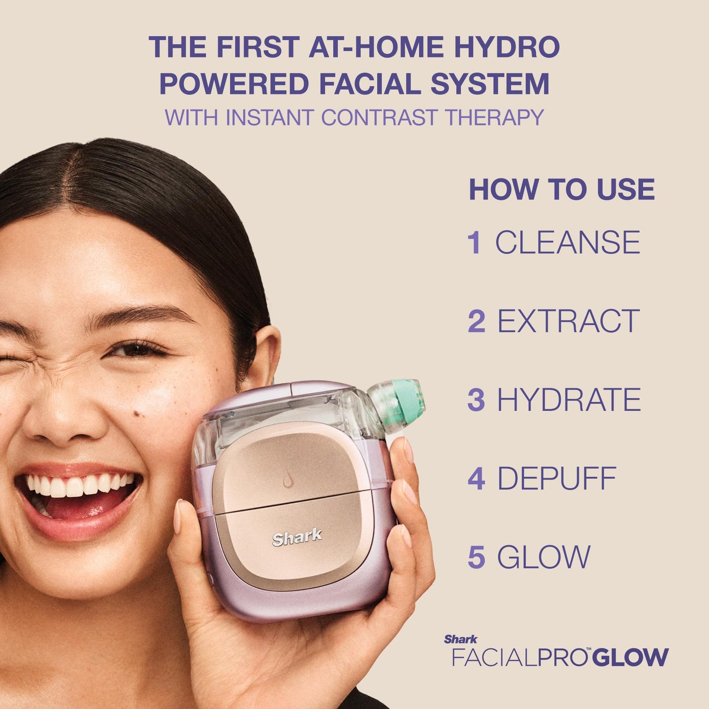 Shark FacialPro Glow at-Home Hydro-Powered Facial System with DePuffi Hot & Cold Therapy – Professional Spa Skincare Device for Pore Cleansing, Hydration, & Radiant Glow, Blue, FH320