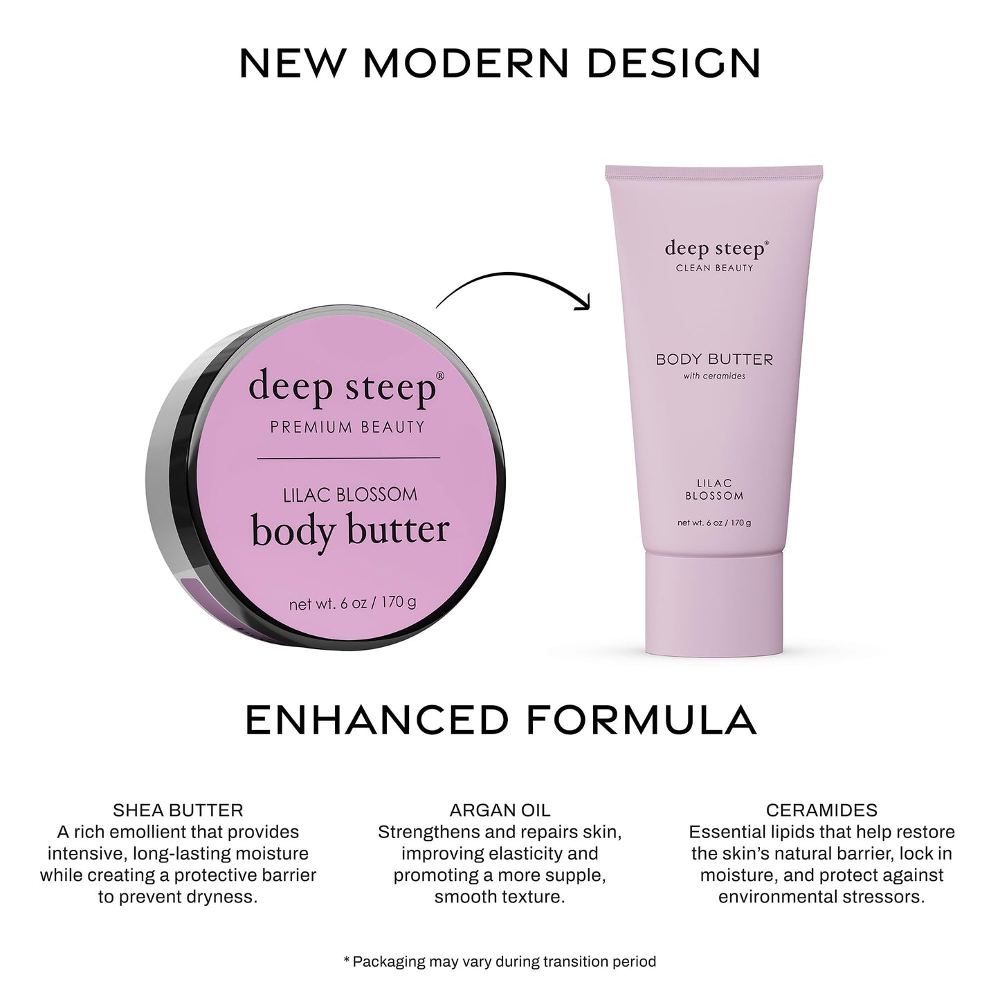 Deep Steep Body Butter, 6 oz – Rich Moisturizer with Ceramides, Coconut Oil, Argan Oil & Aloe Vera – Vegan, Clean Beauty, Smooth & Hydrated Skin (6 Ounces, Lilac Blossom)