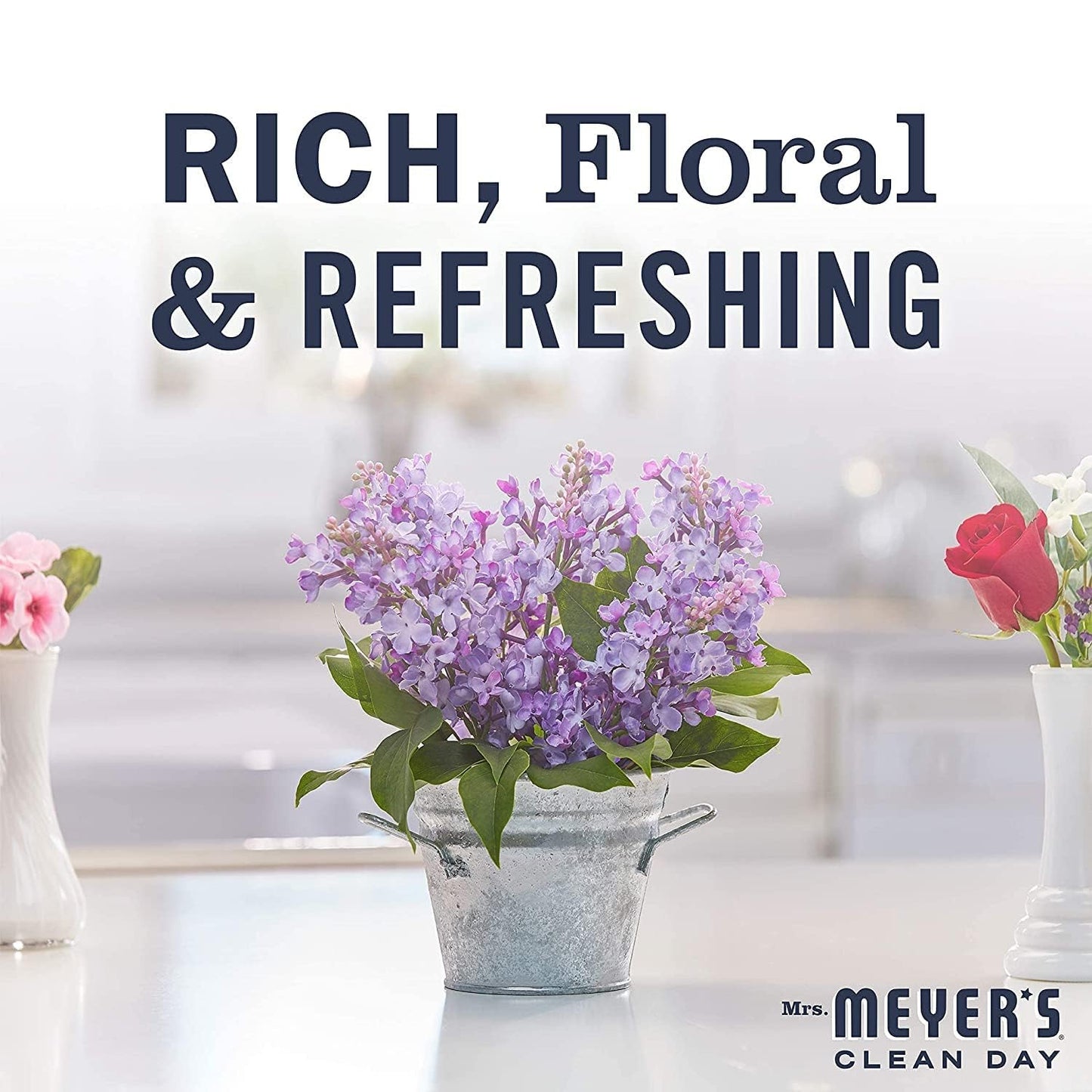 Mrs. MEYER'S Variety, 1 Room Freshener, 8 OZ, 1 Liquid Dish Soap, 16 OZ, 1 Liquid Hand Soap,12.5 OZ, 1 Multi-Surface Cleaner 16 OZ, 1 CT (Lilac)