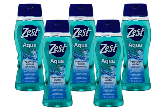 Zest Body Wash Aqua - 18 oz, Pack of 5