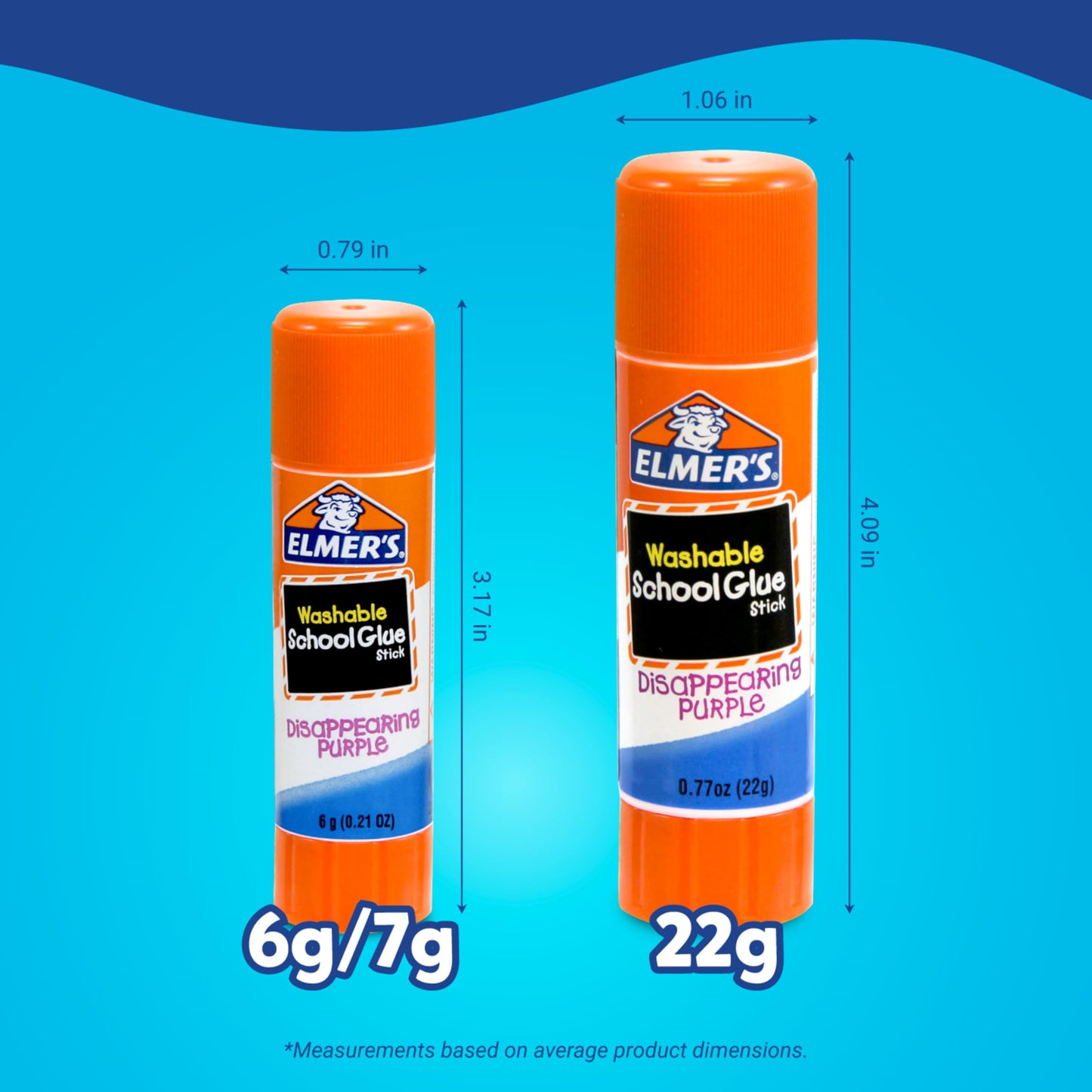 Elmer's Disappearing Purple School Glue Sticks, Washable, 6 Grams, 12 Count - Arts & Crafts, Poster, Projects, Back to School, #1 Teacher Brand