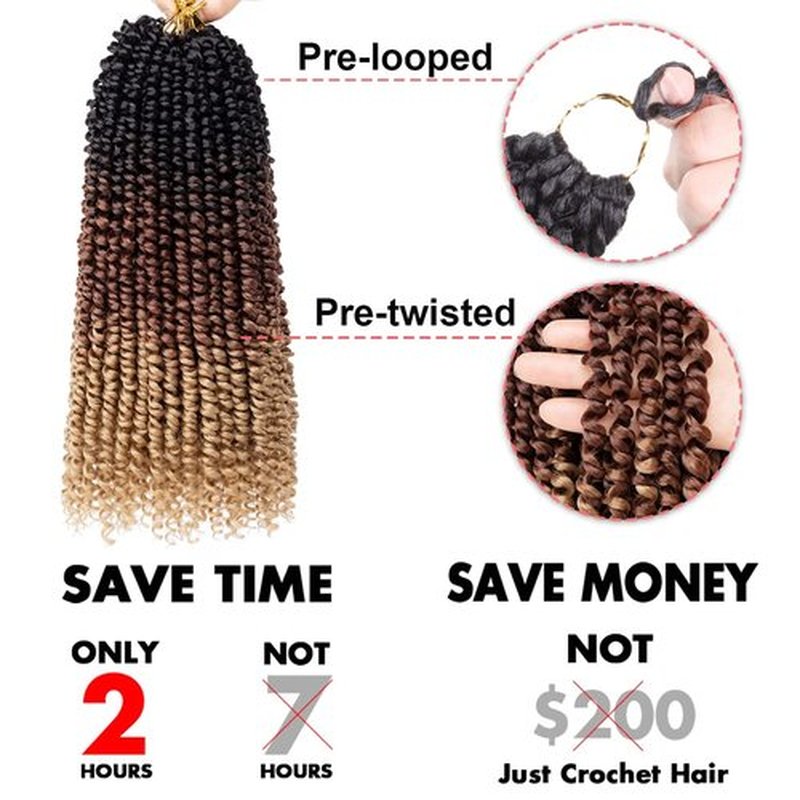 Leeven 8 Packs Ombre Brown Pre-twisted Passion Twist Crochet Hair With Curly Ends 12 Inch 1B3027# Pre looped Passion Twists Crochet Braids for Black Women Goddess Twist Braiding Hair Extensions