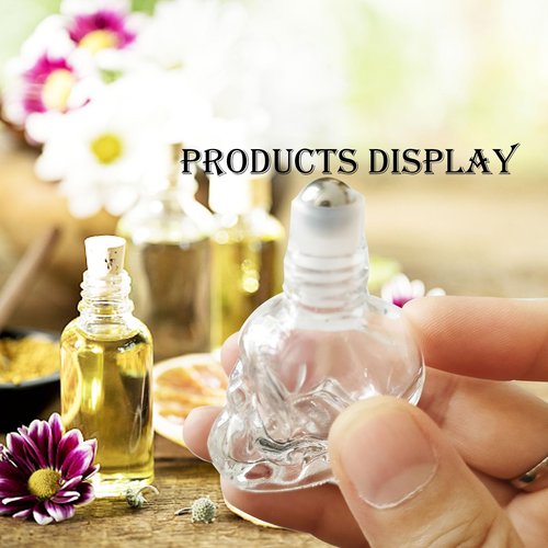 MINELEVEN 7 pcs Set 10ml Mini Skull Glass Oil Roller Bottles Leakproof Essential Oils Bottle for Storage and Travel (transparent)