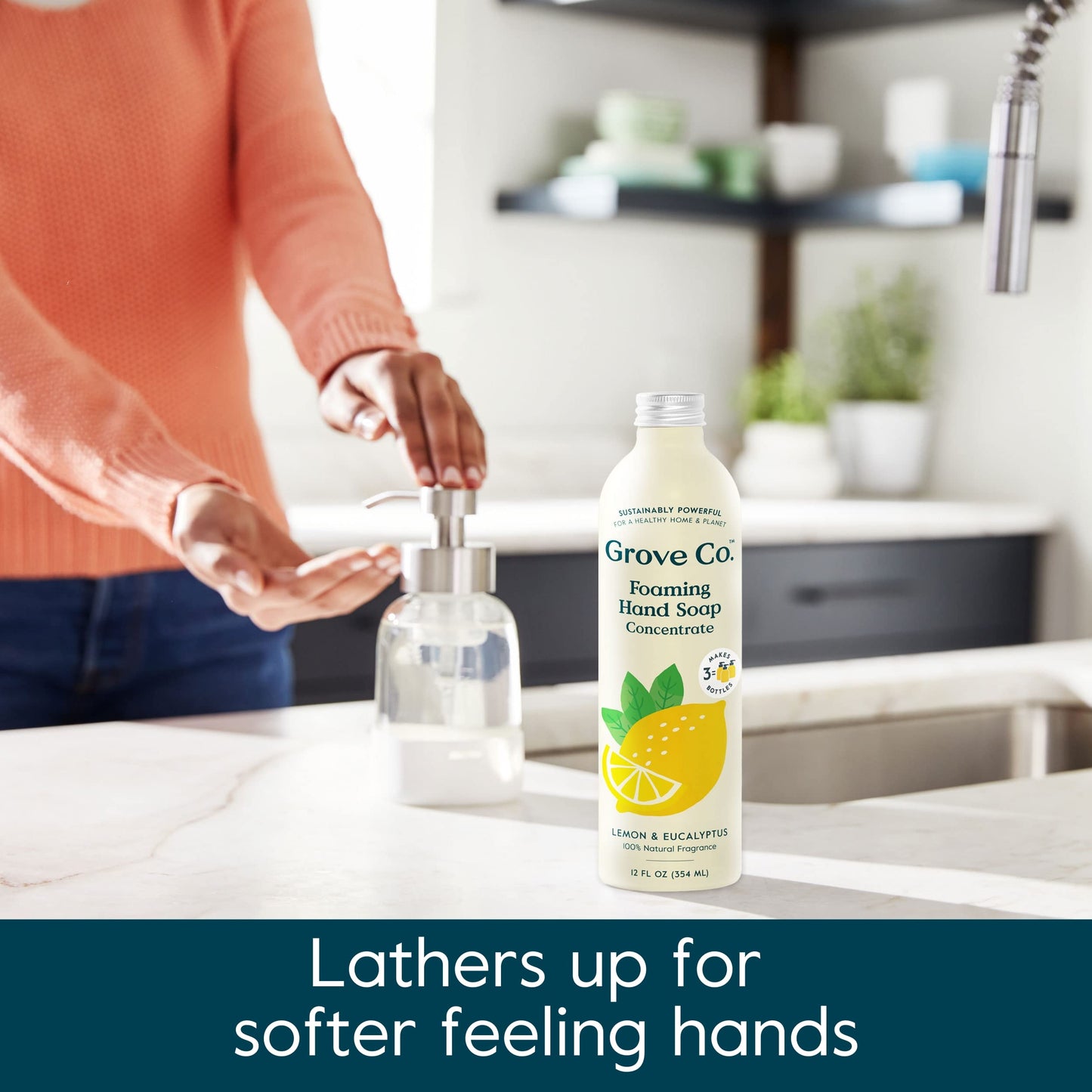Grove Co. Foaming Hand Soap Refills, Lemon & Eucalyptus, 2 x 12 oz