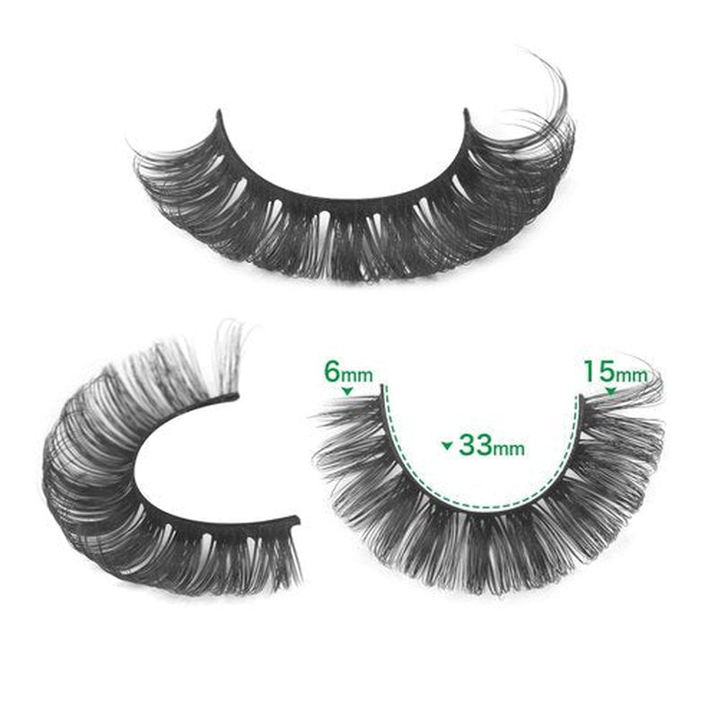 JIMIRE Russian Strip Faux Mink Lashes Cat Eye Crossed Fluffy 3D Curly False Eyelashes Thin Light Volume Soft Fake Lashes 16 Pairs Pack
