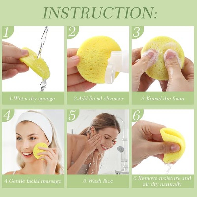 120 Pcs Compressed Facial Sponges Natural Face Exfoliator Disposable Face Sponges for Cleansing Round Soft Facial Scrubber Pads with Storage Container for Makeup Removal Travel (Lemon Yellow)