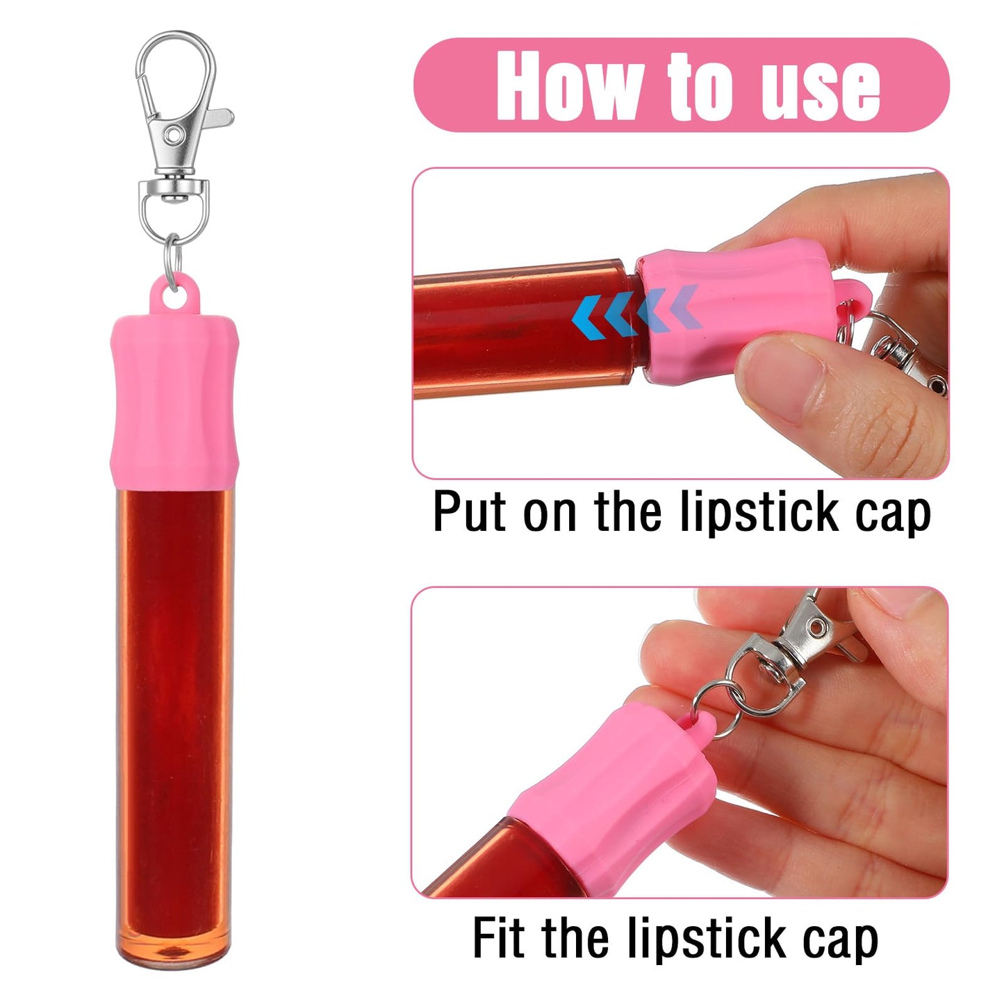 Mabor 4Pcs Lip Gloss Holder Keychain, Lip Balm Holder Keychain, Key Chain Cap Accessories