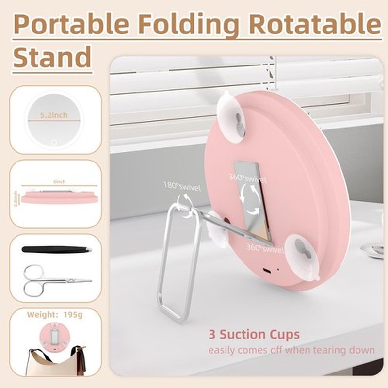 30X Magnifying Mirror with Light, 6'' Makeup Magnifying Mirror, Lighted Makeup Mirror with Magnification 30x Travel Magnifying Mirror, 30X High Magnifying Mirror with 3 Suction Cups & Adjustable Stand