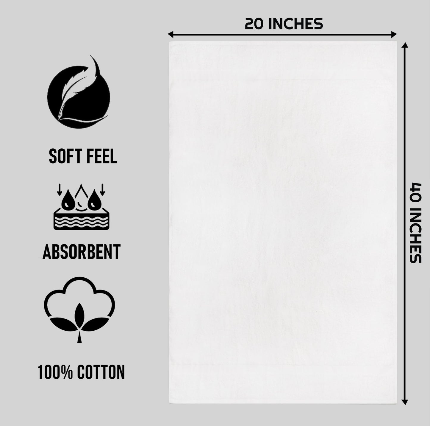 ZUPERIA White Bath Towels Bulk 12 Pack (20 x 40 Inches) - 100% Cotton Economy Light Weight Towels for Commercial Use - Quick Dry, Ultra-Soft, and Absorbent Bulk Towels