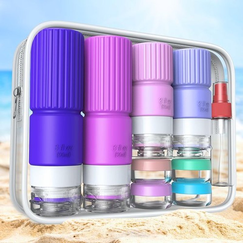 18 Pack Travel Bottles for Toiletries,TSA Approved Silicone Travel Bottle Set Containers jar for Toiletries, Leak Proof Refillable Liqus Shampoo and Conditioner Travel Essentials Toiletry