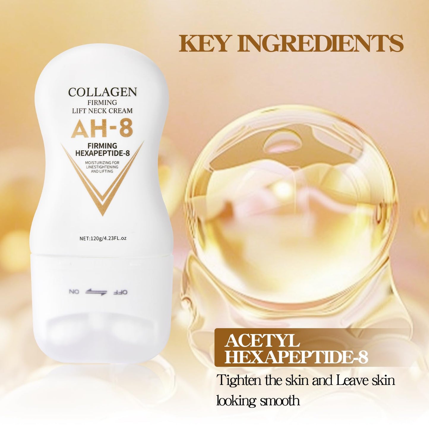 NIZENTA AH-8 Firming Neck Cream, Collagen Neck Cream for Tightening and Firming, Neck Tightening Cream, Moisturizing, Skin Care for Women and Men, Day and Night Use, 120g