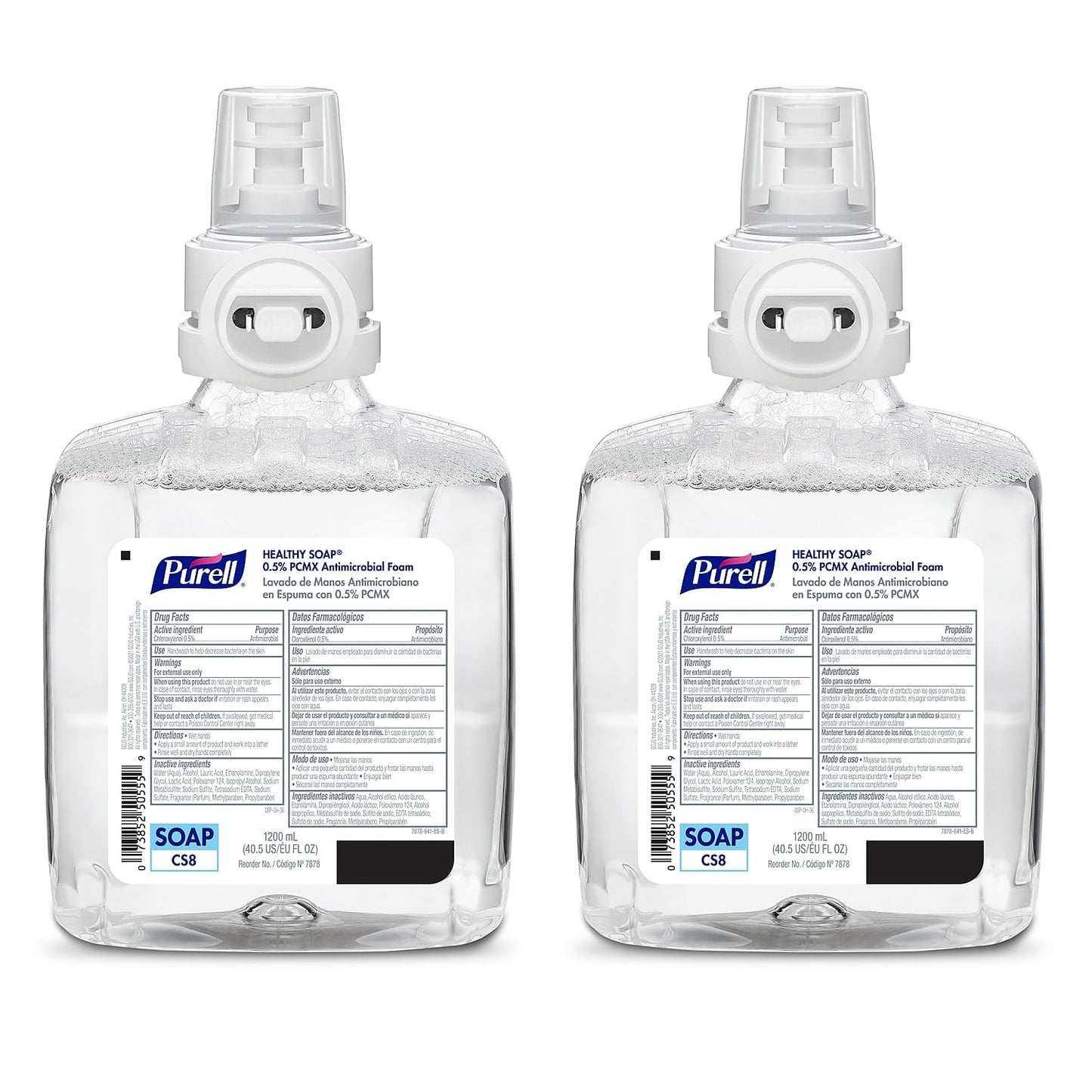 PURELL HEALTHY SOAP 0.5% PCMX Antimicrobial Foam, Floral Fragrance, 1200 mL Refill for PURELL CS8 Automatic Soap Dispenser (Pack of 2) – 7878-02 - Manufactured by GOJO, Inc.