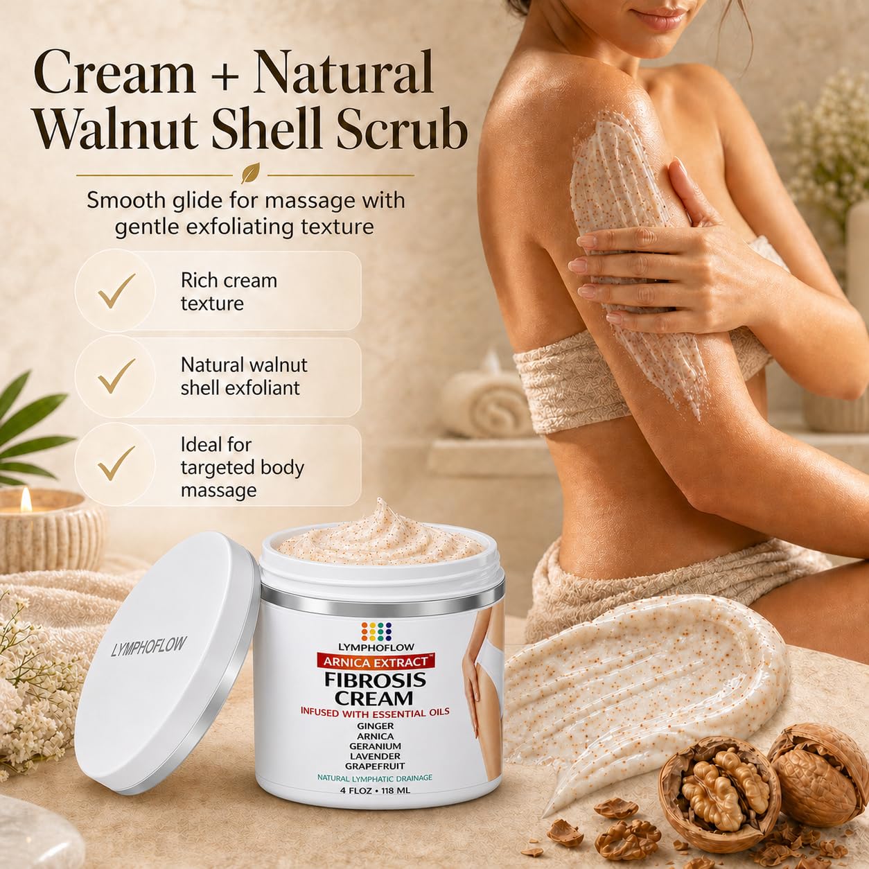 Bruizex Fibrosis Care Cream After Liposuction and BBL Use with Lymphatic Drainage Massage After 360 lipo, Brazilian Butt Lift, Tummy Tuck Works with MLD Body Massager Tools, Faja, lipofoam, 4 Oz