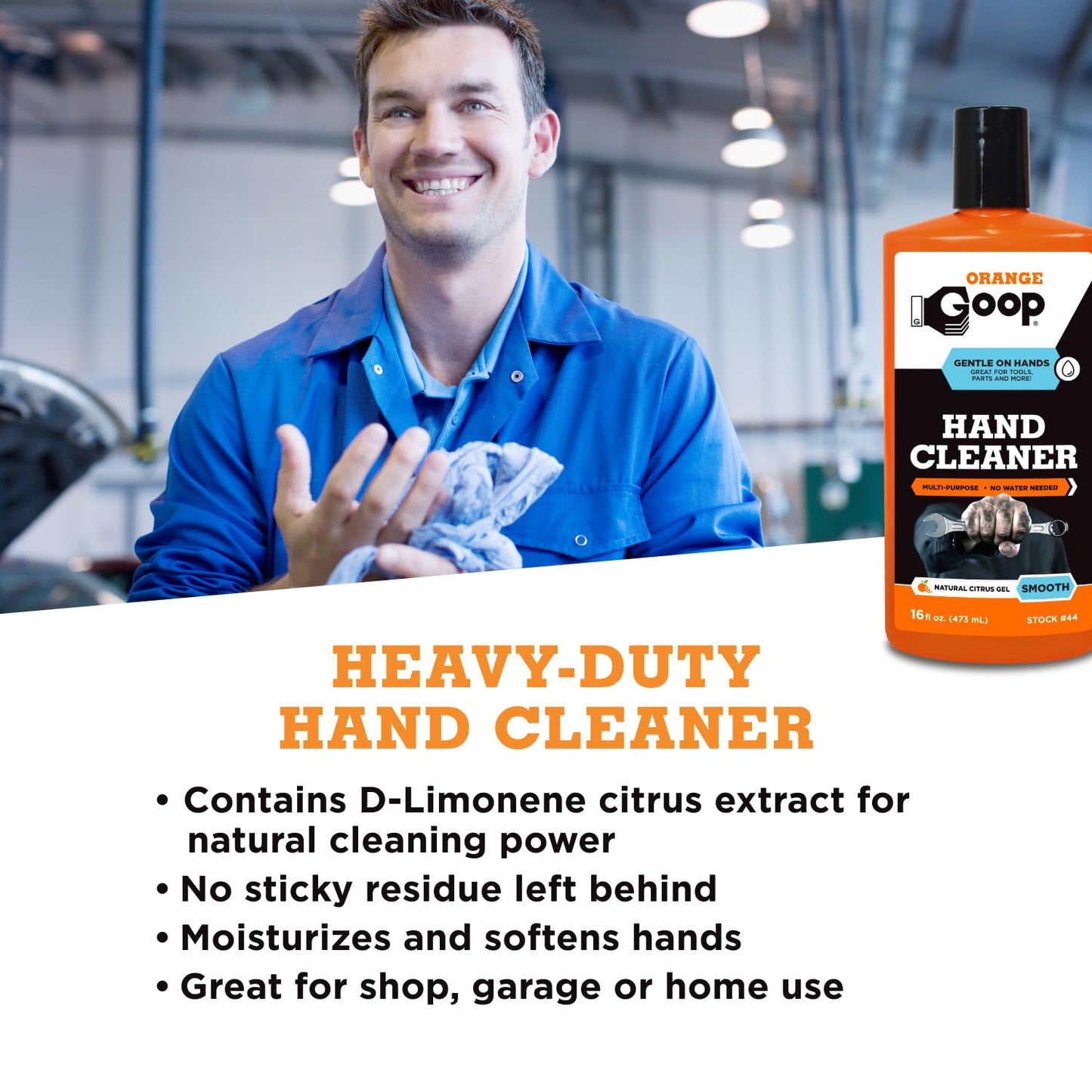 GOOP Orange Liquid Multi-Purpose Waterless Hand Cleaner - 16 oz Flip-Top Bottle (Pack of 2)