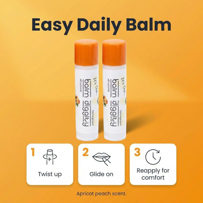 Apricot Peach Lip Balm - Moisturizing Shea Butter & Coconut Oil - 0.15 oz Each | 2 Pack
