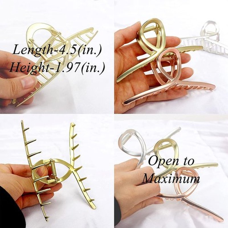 2Pack Matte Metal Hair Claw Clips Strong Hold No Slip Hair Clamp for Thin and Thick Hair Accessoriesas Gift for Women Girls (2pcs/box,Matte Gold & Rose Gold)
