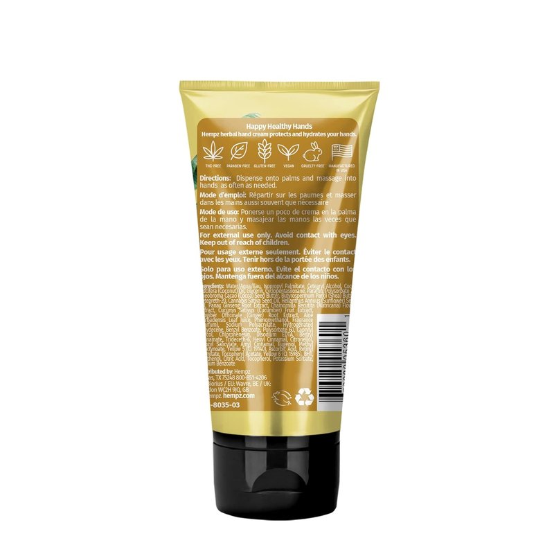 Hempz Daily Moisturizing Hand Cream - Floral & Banana Formula for Dry, Cracked Skin | 3 Oz Non-Greasy Crème