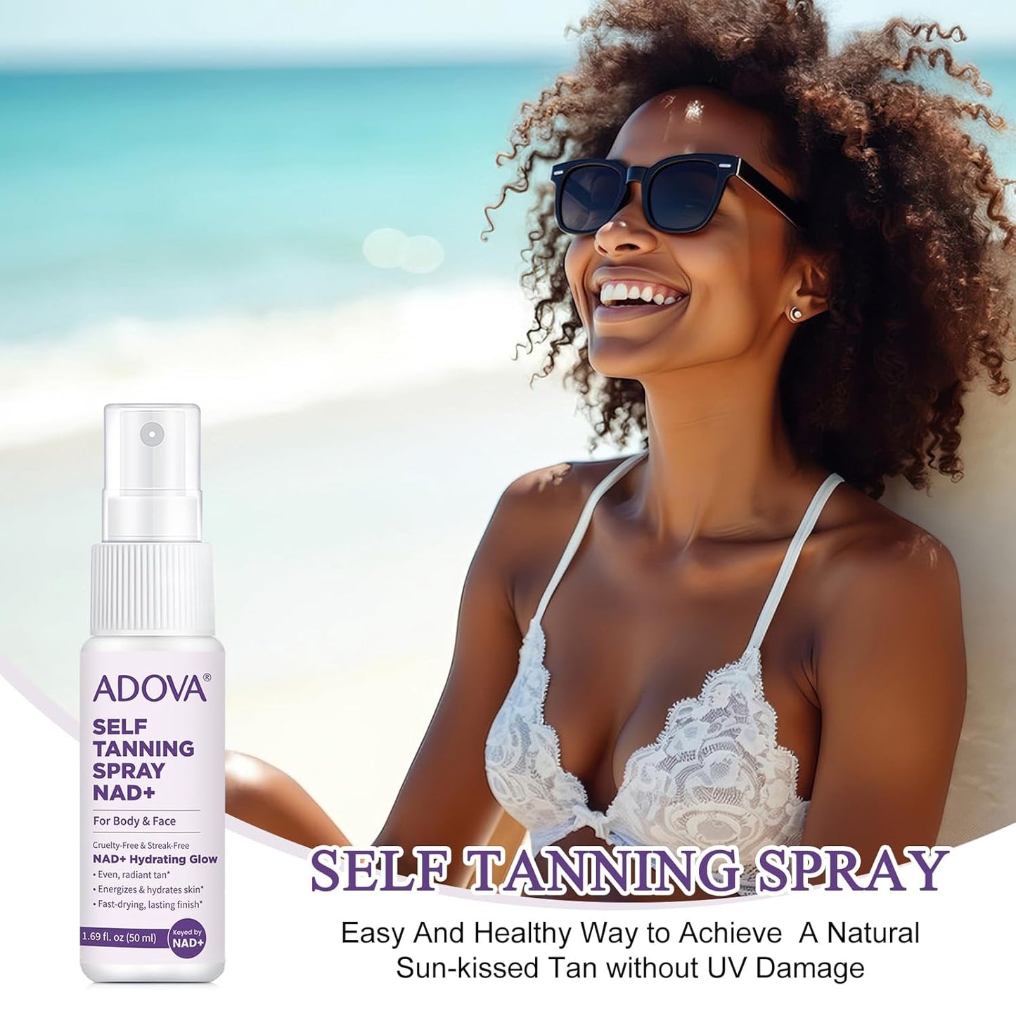 Self Tanning Spray - 2 Pack | Long-Lasting Aloe Vera & Vitamin E Formula for Medium to Dark Skin
