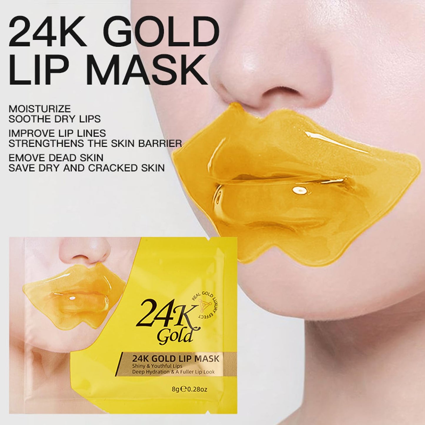Blopuivo 40 Pairs Eye Masks & Lip Mask, Collagen Under Eye Patches for Dark Circles and Puffy Eyes, Reduce Wrinkles, Anti Chapped & Remove Dead Skin, Nourishes the Lip & Eye Skin