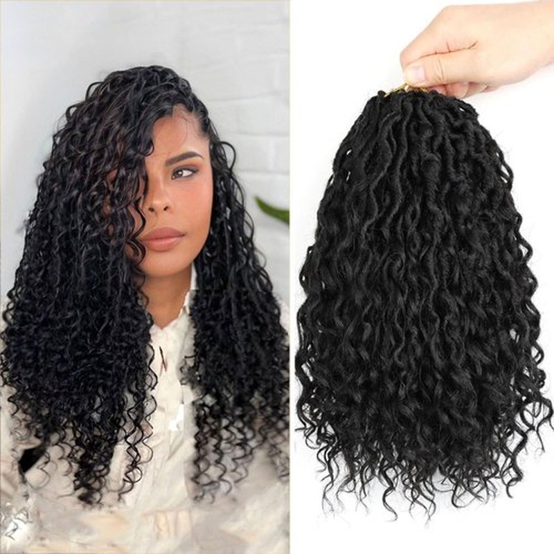LMZIM 12 inch Goddess Faux Locs Crochet Hair for Black Women 8 Packs soft Locs Crochet Hair Pre Looped Soft Locs Crochet Braids 1B