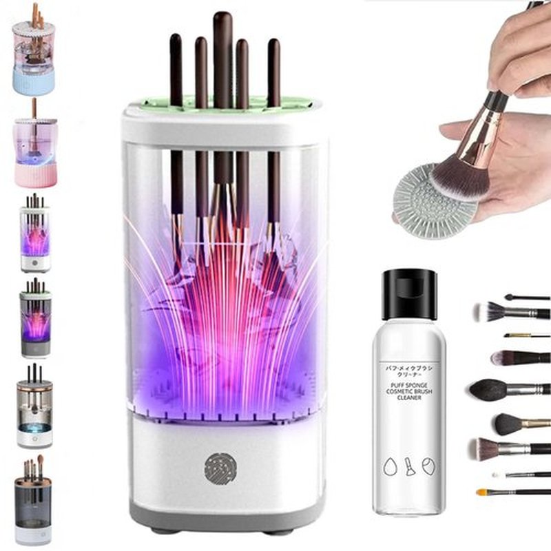 Beautyswirl - Cosmetic Brush Cleaner, The Cozy Luna Brush Cleaner, Multicolor Makeup Brush Cleaner Usb Rechargeable Automatic Deep Cosmetic Cleaning Device (Plug-in,New White)