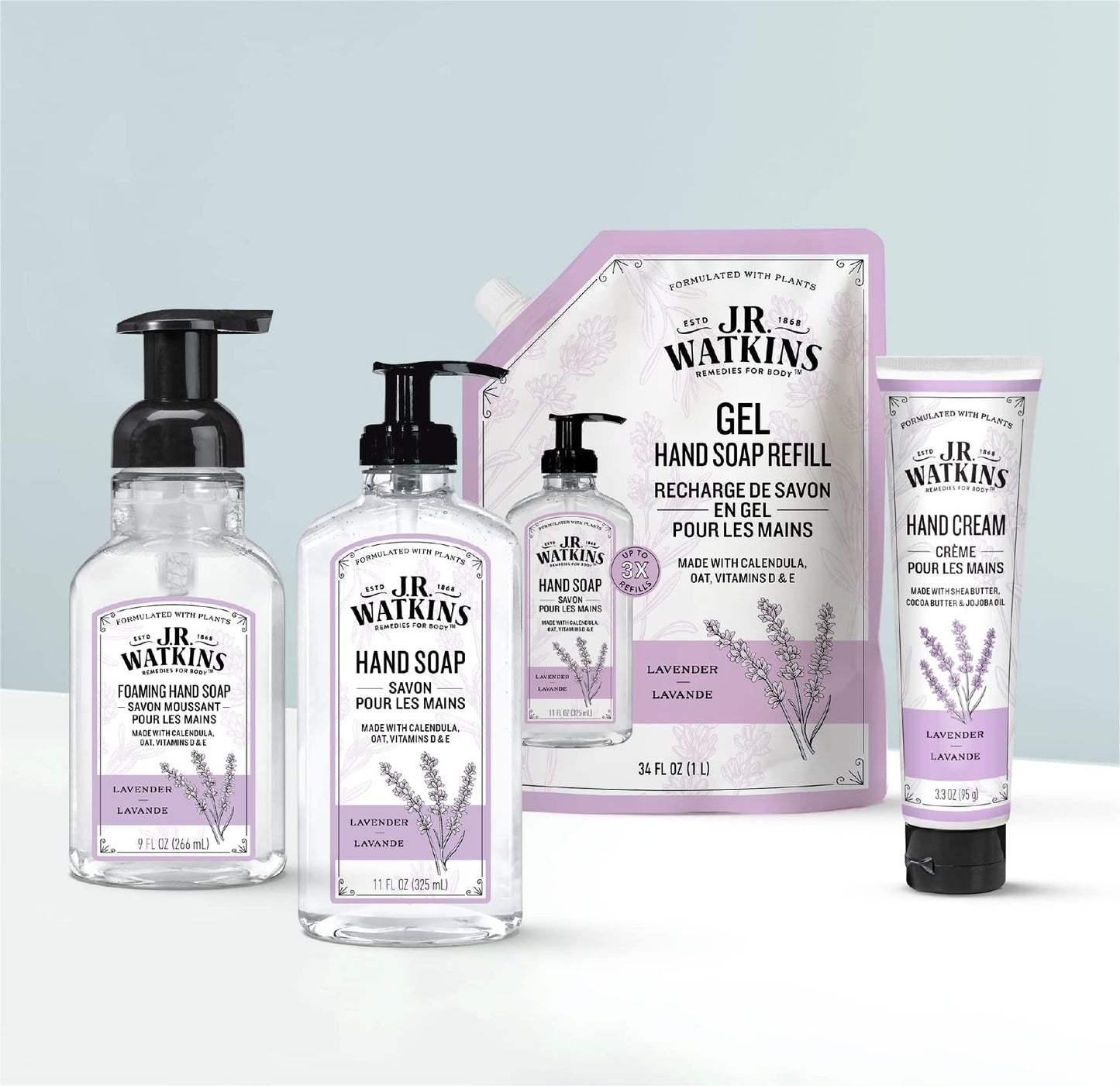 J.R. Watkins Moisturizing Gel Hand Soap Dispenser 3 Pack, Lavender 11 fl oz
