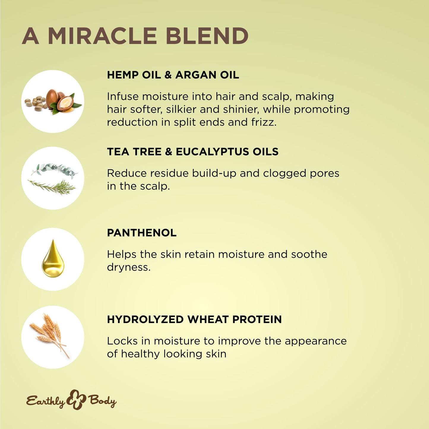 Earthly Body Miracle Oil Tea Tree Conditioner, 16 oz. - Detangles, Tames Frizz & Nourishes Roots - Tea Tree, Hemp Seed, Argan & Eucalyptus Oils - 100% Vegan, Cruelty Free