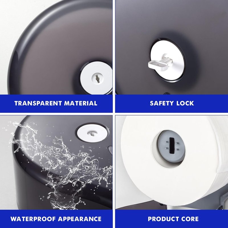 Wall-Mounted Toilet Paper Holder - Jumbo 9" Dispenser for Commercial Bathrooms | Sleek Black Design