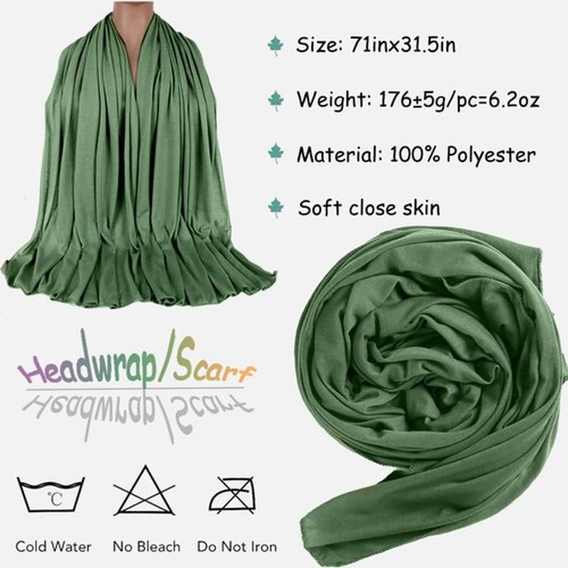 ZRQ 3 Pieces Stretch Jersey Turban Head Scarf Extra Long Scarf Shawl Urban Hair Hijab Tie Soft and Breathable Easy to Knot Headwraps for Women Night Use(White,Pink.,Olive Green)