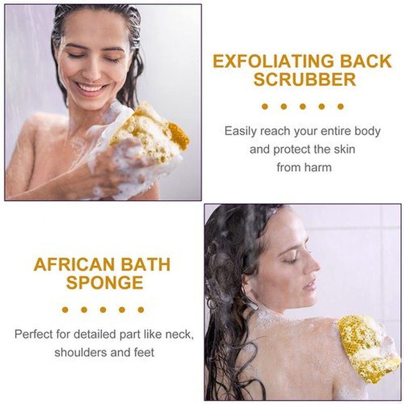 Geiserailie African Long Bathing Net Sponge Long Net Shower Body Scrubber Back Scrubber Skin Smoother Net Bathing Sponge for Daily Use or Stocking Stuffer (Yellow)