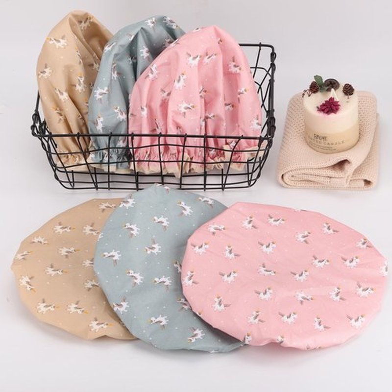 6 Pcs Shower Caps Hat for Women and Girl, Reusable Waterproof Bath Cap Double Waterproof Layers Horse Pattern