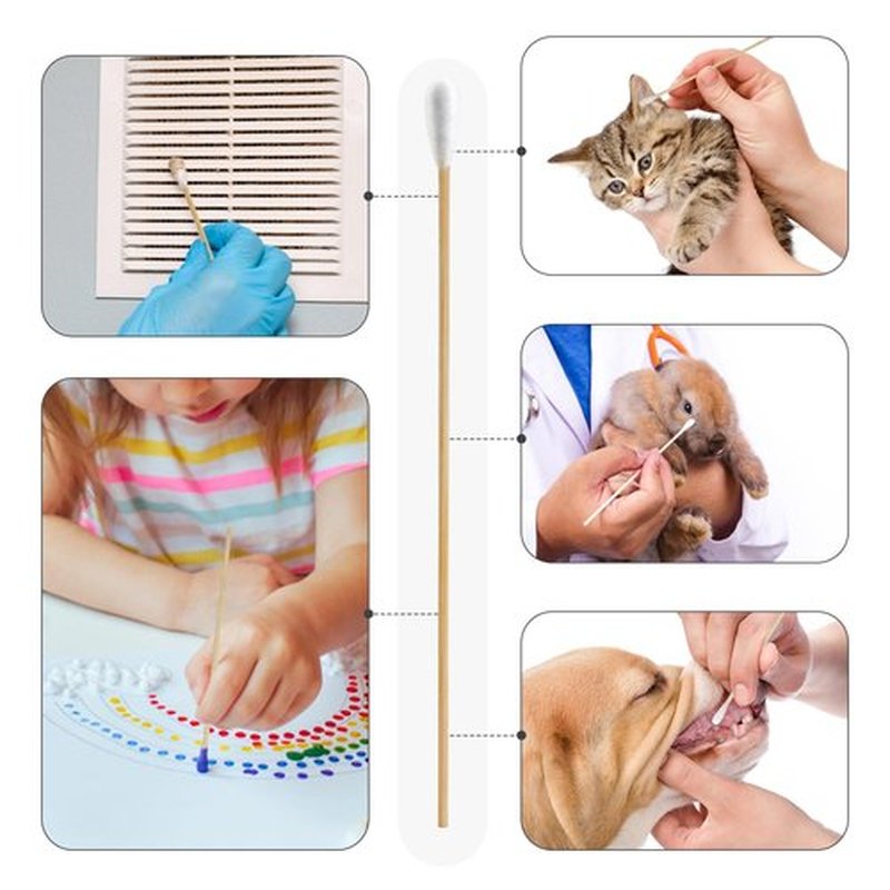 500PCS 6" Cotton Swabs with Storage Case - Lint Free Sturdy Cotton Swabs with Bamboo Handle - Long Cotton Swab for Gun Cleaning, Makeup, Electronic