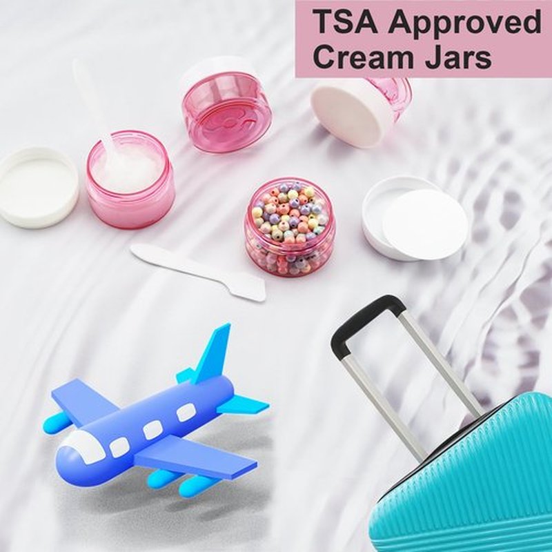 Cosywell Travel Jars Containers Plastic Cream Jars TSA Approved 1oz 4 Pieces Refillable Cosmetic Containers Leak-proof Travel Size Containers with Lid for Lotion Makeup Cosmetics (Pink)