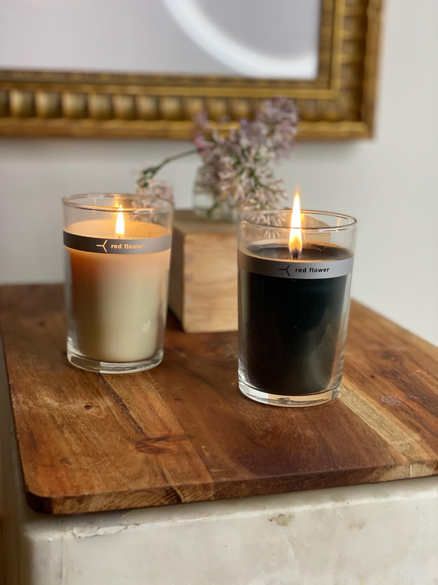 Red Flower Wanderlust Petal Topped Candle | Blended with Purest Natural-Burning Plant Wax | Topped with Scented Wanderlust Petals | Deep Earthy Woodsy Fragrance that Soothes | Clean-Burning | 6 oz