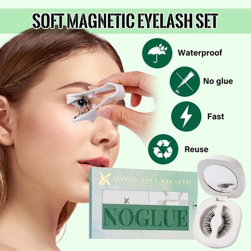 Magnetic Eyelashes Kit KEYYOU Magnetic Eyelashes No Glue Reusable Eyelashes Single Pair Radiant New Eyelashes(Radiant)