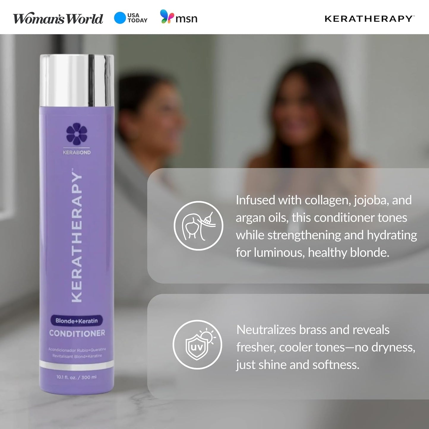 Keratin Infused Violet Toning Conditioner for Blonde Hair - 10.1 fl. oz - Sulfate & Paraben Free