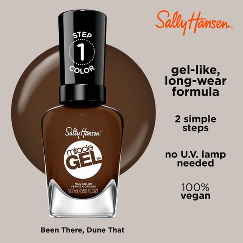 Sally Hansen Miracle Gel™, Been There, Dune That, Long Lasting, Gel-Like Formula, No UV Lamp Needed, Brown Nail Polish