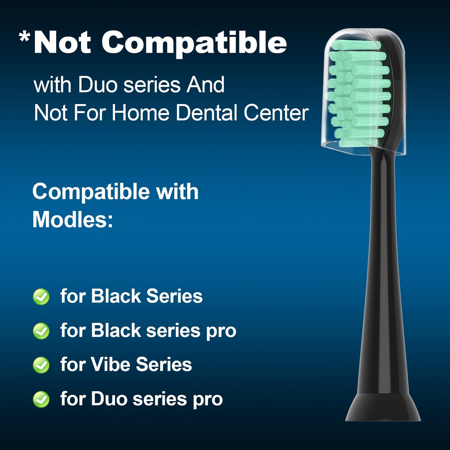 ZIYAJIA Replacement Toothbrush Heads 10 Pack Compatible with AquaSonic Black Series for Vibe Series Black Series pro, and for Duo Series pro Electric Toothbrush,Balck
