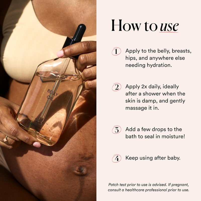 HATCH Belly Oil - Pregnancy & Postpartum Stretch Mark Care | Quick-Drying, Vegan & Plant-Based, 6.7 Fl Oz