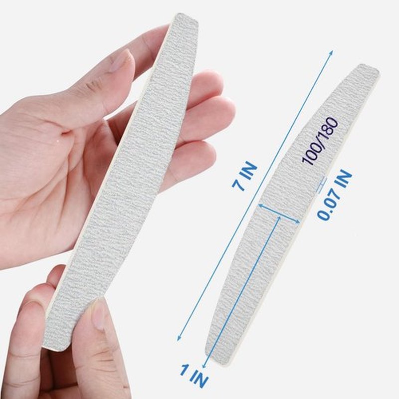 Nail Files (50 Pack), 100/180 Grit Wooden Emery Board Nail File Double Sided Wood Emory Fingernail Files for Natural Nails Professional Reusable Manicure Pedicure Curved