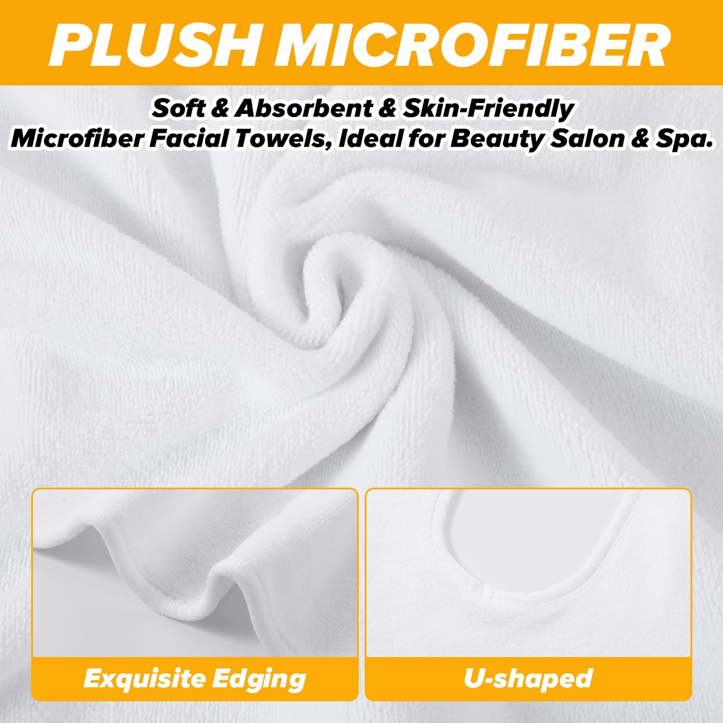HOFURME 6 Pcs Facial Towels for Estheticians – Microfiber Soft U Shape Spa Towels for Facial, Skincare, Massage & Professional Use (White, 15.7x23.6 Inch)