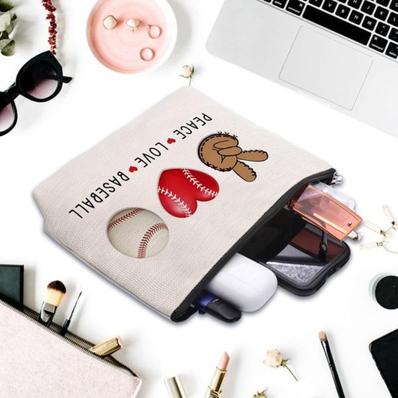 CEASQVAA Baseball Gifts Makeup Cosmetic Bag for Women, Baseball Coach Gifts, Birthday Friendship Gifts Team Gifts for Baseball Lovers Players Fans