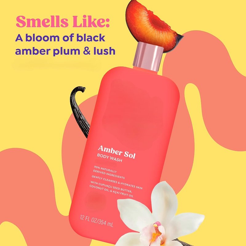 Amber Scent Hydrating Body Wash - Gentle Cleansing Shower Gel for Soft, Smooth Skin | 12 fl oz