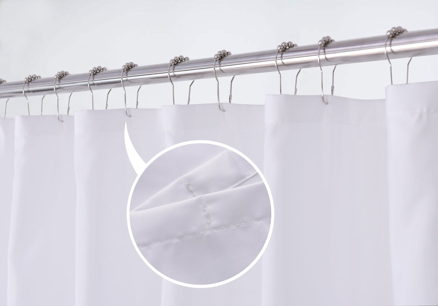 N&Y HOME Fabric Shower Curtain Liner Solid White with Magnets, Hotel Quality, Machine Washable