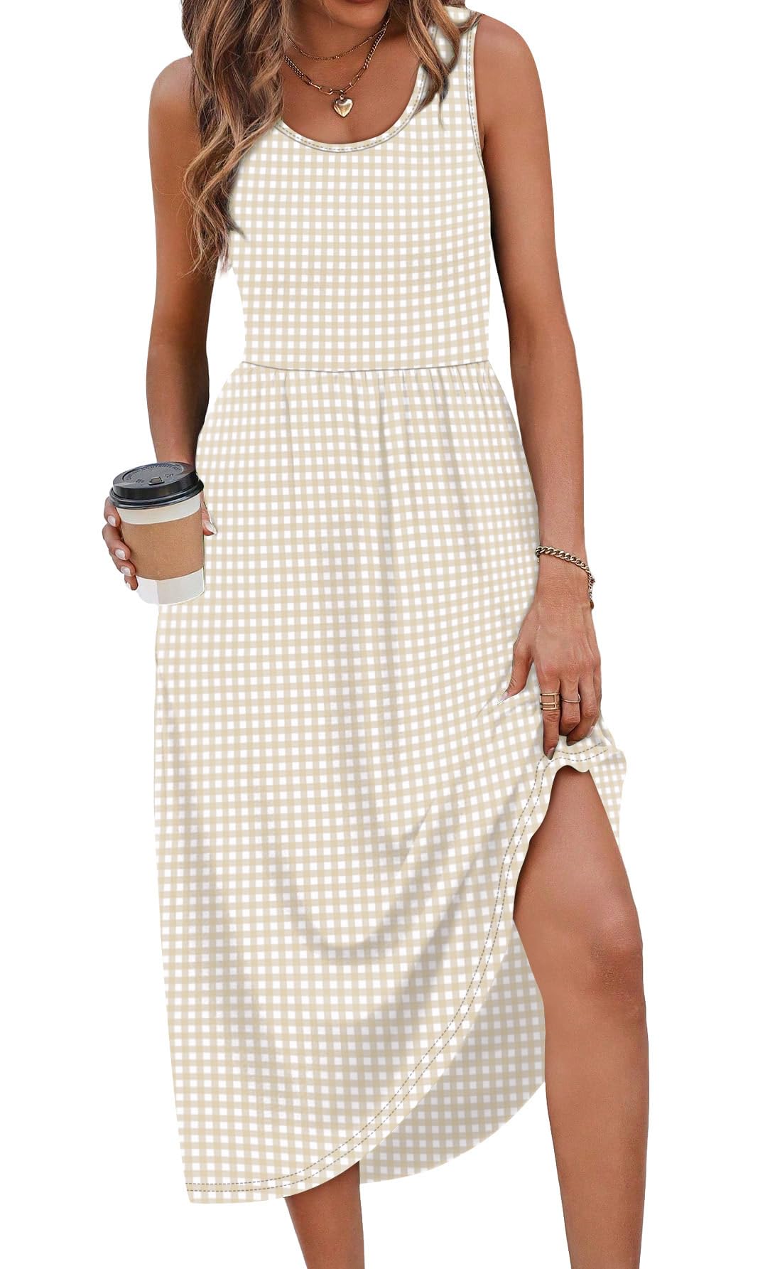 WIHOLL Summer Dresses for Women Flowy Casual Midi Dress Beach Vacation Sundresses with Pockets