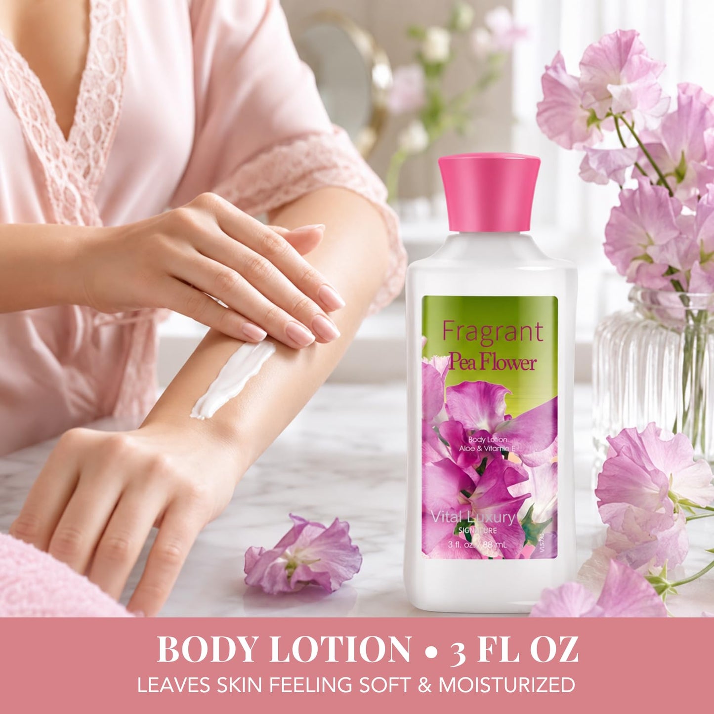 Bath and Body Gift Set, Pea Flower Fragance Gel, Lotion, Mist, Travel Size Spa Set With Natural Extracts - Body Care kit for Birthday Mother's Day Chirstmas Gifts