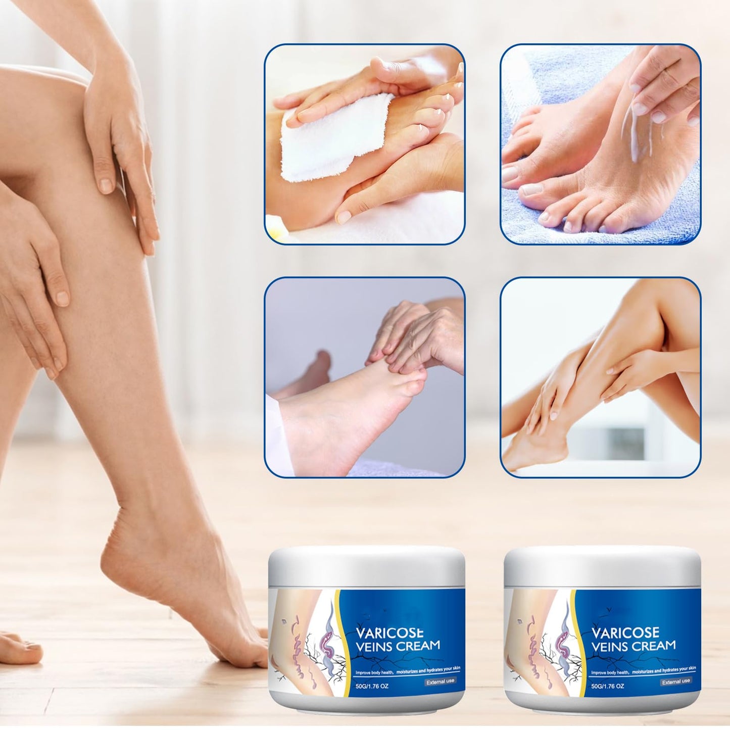 2Pcs Varicose Veins Treatment Cream for Legs Natural Ingredients, Suitable for Most Skin Types